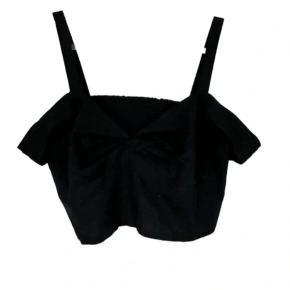 Anthropologie Maeve Black Linen Crop Top - Picture 4 of 5